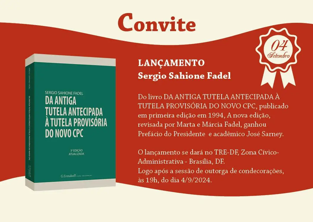 Lançamento do Livro : “DA ANTIGA TUTELA ANTECIPADA À TUTELA PROVISÓRIA DO NOVO CPC”